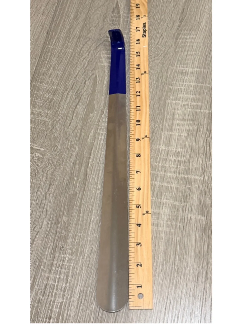 HoundsBay Long Handle Shoehorn 16” Metal Shoe Horn Blue Grip b9